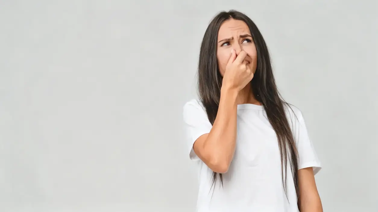 Persona che si tappa il naso per un cattivo odore