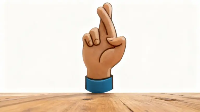 Illustrazione di una mano con le dita incrociate su sfondo chiaro