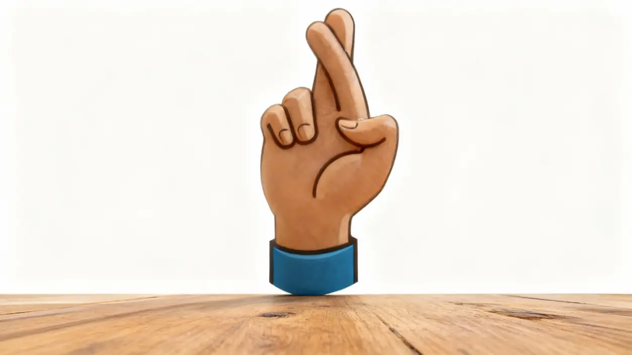 Illustrazione di una mano con le dita incrociate su sfondo chiaro